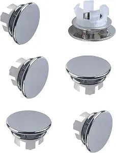 6 Pack Sink Basin Overflow Trim Ring Solid Brass Bathroom Sink Trim Overflow Cover Insert in Hole Round Caps, Double Layer Copper Solid Chrome