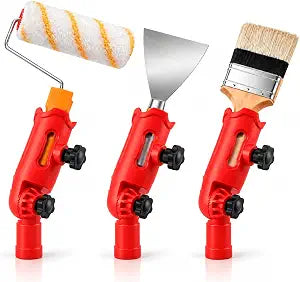 Multi-Angle Paint Brush Extender for High Ceilings, 160 Rotating Extension Pole Attachment for Paint Roller and Scraper, Adjustable Locking Knob, Secure Thick Nut, Corner Wall Tool, Red, 1 PC