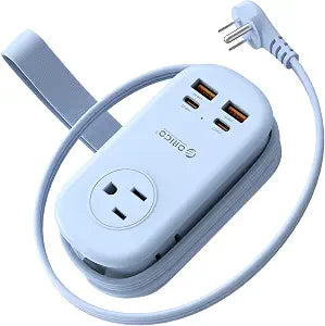 ORICO 65W GaN Travel Power Strip with 3 Outlets & 4 USB Ports (2 USB C)