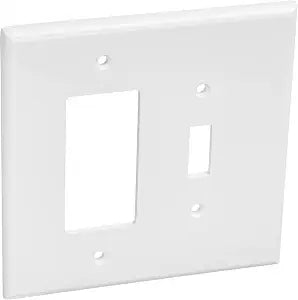 Leviton 2-Gang 1-Toggle 1-Decora/GFCI Device Combination Wallplate, Oversized, Thermoset, Device Mount, 1 Pack, 88605, White