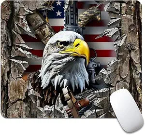 American Flag Eagle rip Oak camo Square Mouse pad, Texture, Waterproof, Anti Slip Rubber Base, Computer Mouse pad, Laptop Mouse pad