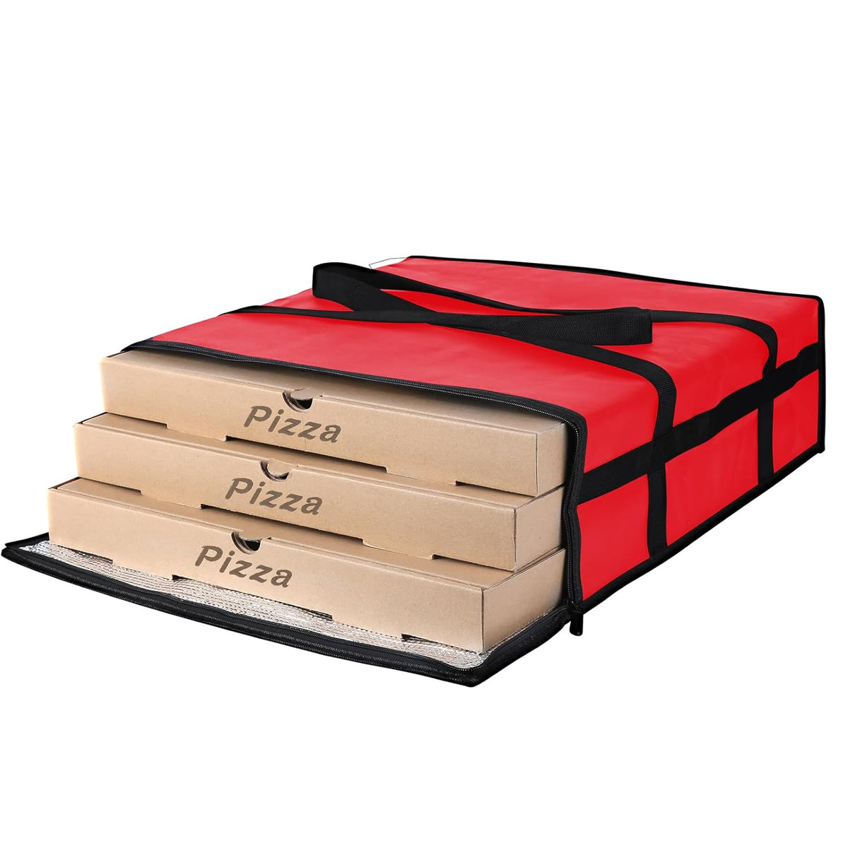 Insulated Pizza Delivery Bag for Carry Hot, 20" x 20" x 6", Red, 1Pk