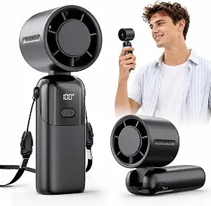 Portable Handheld Turbo Fan, 5000mAh USB-C Rechargeable Mini Pocket Fan
