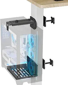 JOY worker Under Desk PC Mount for Standing Desk, Clamp-On Leg CPU Holder