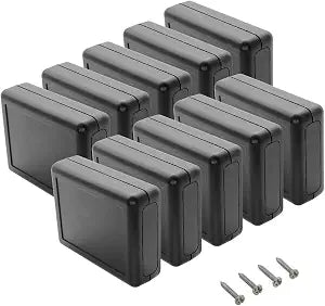 LeMotech Project Box 10 Pieces ABS Plastic Electrical Project Case Small Junction Box for Electronics Black 3.5 x 2.8 x 1.1 inch (90 x 70 x 28 mm)