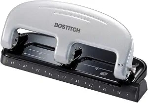 Bostitch Office EZ Squeeze 3-Hole Punch, 20 Sheet Capacity, Reduced Effort, No Jam Technology, Silver