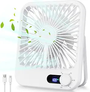 Portable Travel Fan for Sleeping, 6.8" Small Desk Fan Quiet