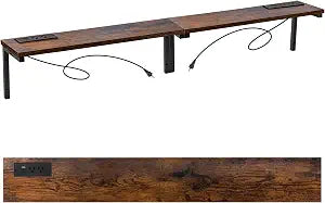 78.8" Narrow Console Table with Outlet, 5.9" Sofa Table Behind Couch Wall Mounted, 2 Pack with 4 Power Outlets 4 USB-C Ports 4.9ft Cord for Entryway, Hallway, Living Room, Rustic Brown