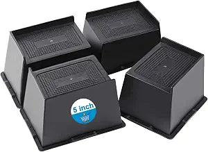 Bed Risers 2 inch, 3 inch, 4 inch, 5 inch, 6 inch Heavy Duty, Oversized Furniture Riser for Couch Sofa Table Desk Chair Recliner Leg Frame Dorm, Support up to 6000 Lbs (Black 5 inch, 4 Pack)