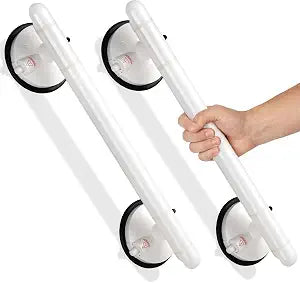 Foxrino 18.3" Suction Grab Bars for Shower, Visual Red Lock, 350LBS No-Drill Bathroom Safety Handle for Seniors, Elderly & Pregnancy, 2 Pack