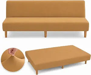 Armless Futon Cover Stretch Soft Sofa Cover with Elastic Bottom