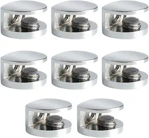 SAYAYO Glass Shelf Brackets, Adjustable for 5-8 mm Wood/Glass Shelves, 8PCS