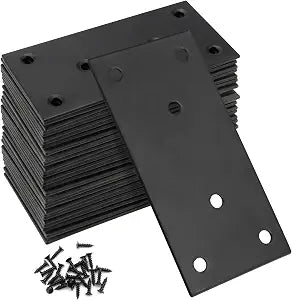 30 Pack 4" x 2" Stainless Steel Mending Plates Black, 2mm Thick Heavy Duty Flat Straight Brace Brackets with 180 Screws, Bracket Repair Plates, Fixing Joining Plates for Furniture