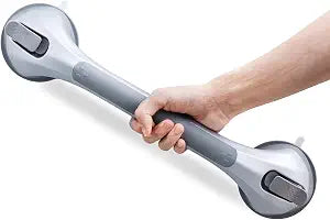 LEVERLOC Shower Grab Bars,Shower Handles for Elderly Suction,16.8",Silver