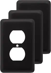 Franklin Brass Stamped Round (3-Pack) Outlet Covers Matte Black 1-Gang Wall Plate Single Duplex Switch Plates Electrical Guard W10249V-FB-C