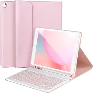 AHYWTAN Keyboard Case for iPad 9/8/7th Gen 10.2,Pink