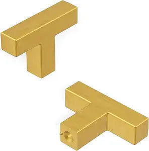 Hickory Hardware Skylight Collection T-Knob 1-5/8 Inch x 3/8 Inch Brushed Golden Brass Finish