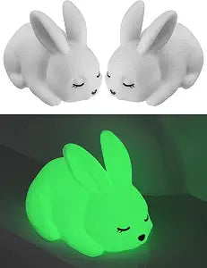 NiHome 2PCS Glow in the Dark Cute Rabbit Toilet Bolt Cover Caps, Green Glow
