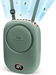 Portable Neck Fan, Hanging Neck Fan Hands Free with Adjustable Lanyard and Bracket, USB Rechargeable Bladeless Mini Fans Portable, 3 Speeds for Women Kids Outdoor Travel, Green