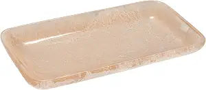 Creative Co-Op Matte Marbled Resin Tray, Blush Pink