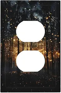 Whimsical Nature Enchanted Forest Landscape Outlet Covers 1 Gang Duplex Light Switch Cover Decorative Switch Plates Electrical Receptacle Faceplate Wall Plate for Bedroom Living Room Decor