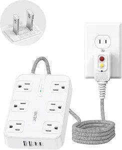 LENCENT 2 Prong GFCI Power Strip with Surge Protection, 6 FT Extension Cord