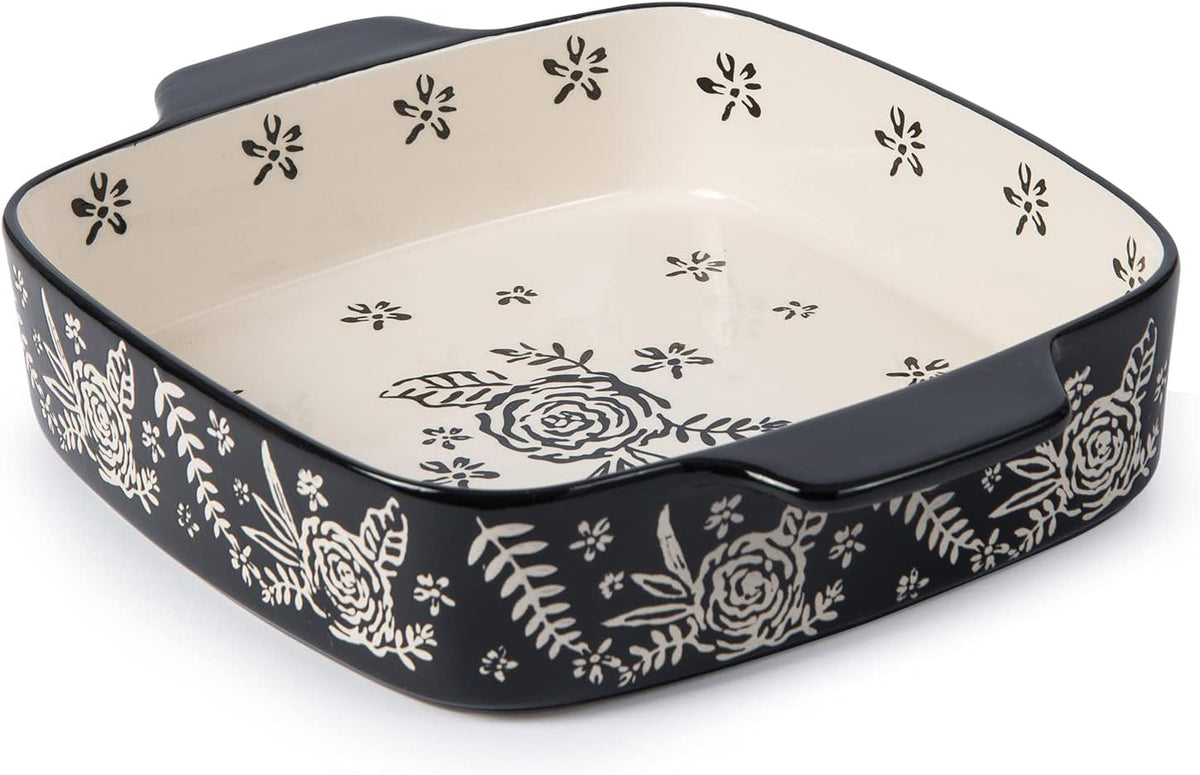 Wisenvoy Ceramic Baking Dish - 9x9 Square Rose Dish Pan Set for Brownies, Casseroles, Lasagna