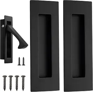 Malimali Pocket Door Pull and Edge Pull Set, Door Handle Matte Black, 3 Pcs