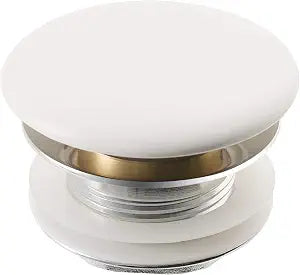 KRAUS PU-20GWH Gloss White Pop-Up Drain with Porcelain Ceramic Top for Bathroom Sink without Overflow