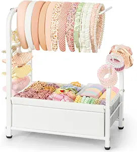 Keebofly Headband Holder Stand, Versatile Hair Accessories Organizer for Scrunchies, Hair Ties, Bows & Claw Clips - Large Compact Hair Accessories Storage for Girls, Women, Babies