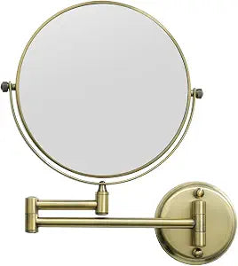 GURUN 8" Wall Mounted Magnifying Mirror Two-Sided Swivel Antique Brass 10x