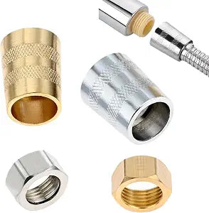 2 Sets Universal Stainless Steel & Brass Shower Hose Nut Adapter - Tight Seal Connector for Handheld Shower Hoses, Bathroom Plumbing Repair & Installation