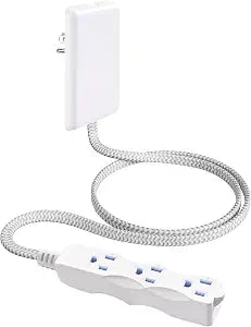 SURAIELEC 3Ft Flat Extension Cord with Outlet Cover, Flat Plug Power Strip