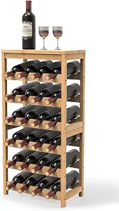 24 Botttle Wine Rack Freestanding Floor 6 Tier Bamboo Wine Rack Storage
