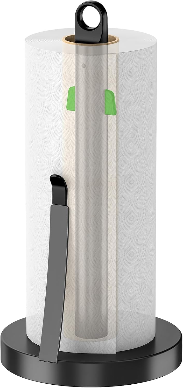 Jesginboo Countertop Paper Towel Holder with Tension Arm, Black