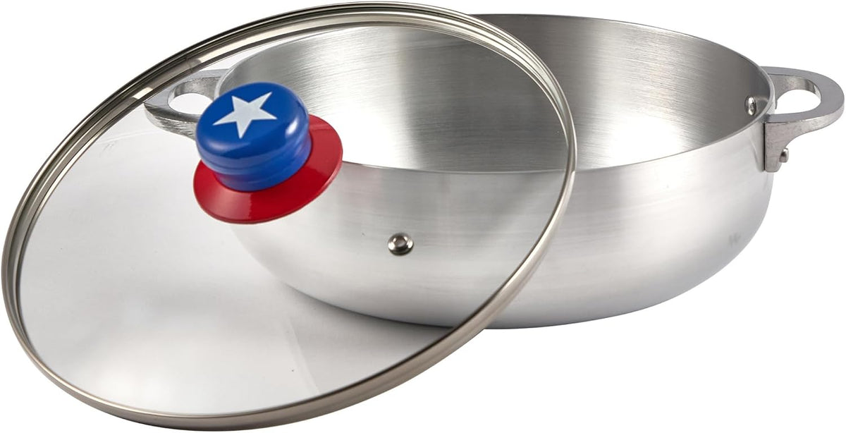 IMUSA 3.2 Qt Boricua Polished Aluminum Caldero with Glass Lid