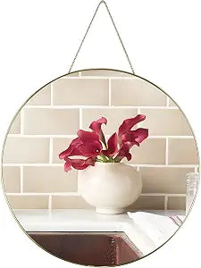 Funerom Gold Round Wall Mirror 15.4 Inches Circle Mirror Bathroom Mirrors for Over Sink