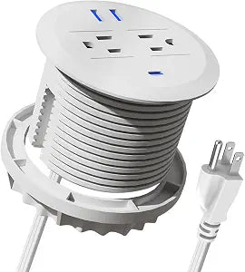 3-inch Desktop Power Grommet,10ft Cord,PD20W USB-C,White