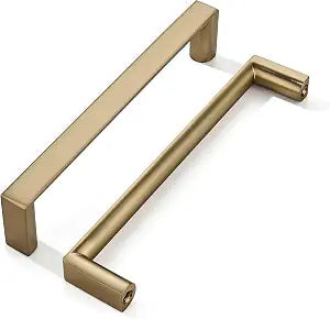 khtumeware 5 Pack 6-1/4 Inch(160mm) Champagne Bronze Square Cabinet Pulls Satin Brass Kitchen Cabinet Handles Kitchen Cabinet Hardware Gold Drawer Pulls for Dresser Cupboard