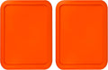 Replacement Lids fits Pyrex 11-Cup Glass Food Storage Container Bowls, (9.75 x 8-Inch) Plastic Rectangle Lids Covers for Pyrex 7212-PC, Airtight & Leakproof (2-Pack, Orange)