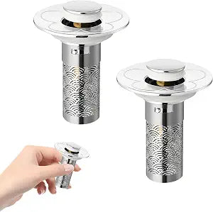 Bathroom Sink Drain Strainer 2 Pcs, Pop up Sink Drain Strainer, Suitable for Bathroom Sinks, Anti Clogging Hair Catcher(Suitable for 1.1-1.3in Diameter)