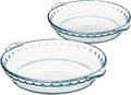 NUTRIUPS Glass Pie Plate for Baking Pie Pan with Handles 47oz Glass Pie Dish for Baking, 9.5 Inch 2 Pack