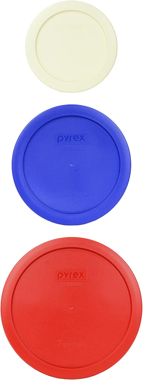 Pyrex 3-Piece Lid Set for 7200, 7201 and 7402/7203 Bowls - Made in USA