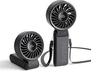 JISULIFE Portable Handheld Fan Life7: 3-in-1 Hand, Desk & Neck Fan-Black