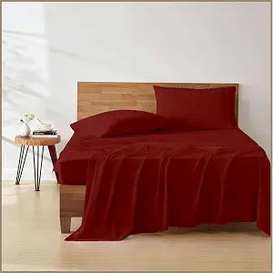 Luxury 4 Piece Rv King Sheet Set, Ultra Soft Microfiber Sheets with Deep Pockets, Fits Mattresses up to 15 Inches, 72" x 80", Burgundy Solid
