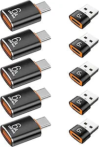 10-Pack 10Gbps/120W USB C to USB Adapter & C Male to 3.1 Female Adapter