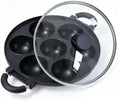 7-Hole Nonstick Takoyaki Pan with Glass Lid, Cast Aluminium