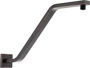 Square Shower Head Extension Arm with Flange, 16.5 Inch Z/S Shaped High Rise Shower Pipe Extender Wall-Mounted for Fixed Bathroom, Shower Head Goose Neck Arm - Extra Long Thread (Oil Rubbed Bronze)