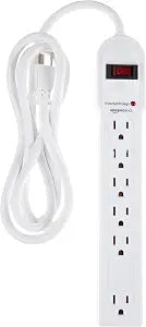 Amazon Basics Surge Protector Power Strip, 6-Outlet, 790 Joules, Circuit Breaker, LED Indicator, 6ft Extension Cord, White