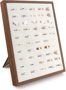 Homeanda Ring Display Stand, 50 Slots L-Shaped Velvet Tray Ring Board